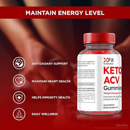 Xfit Keto ACV Gummies, Official Keto+ACV Supplement, All Natural Apple Cider Vinegar 1000 MG, X Fit Keto Plus ACV Gummy for Health and Fitness, Gomitas Review (60 Gummies)