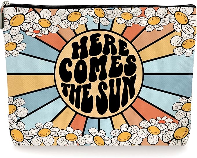 Boho Sunshine Inspirational Makeup Bag - Cute Yellow Accessories, Ideal Return Birthday Gifts for Women