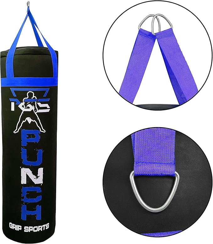PGS Punching Bag - Hanging Boxing Bag for MMA, Karate, Judo, Muay Thai, Kickboxing, Self Defense Training for Training at Home or Gym or Office - Unfilled Heavy Bag 70 to 100 lbs - Black- UNFILLED