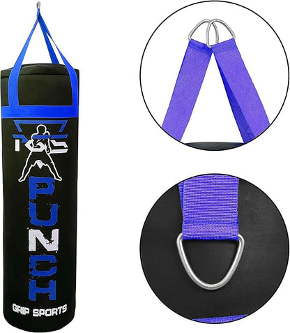 PGS Punching Bag - Hanging Boxing Bag for MMA, Karate, Judo, Muay Thai, Kickboxing, Self Defense Training for Training at Home or Gym or Office - Unfilled Heavy Bag 70 to 100 lbs - Black- UNFILLED