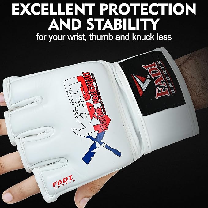Extreme Knockout MMA Gloves - Cowhide Leather Open Palm Gloves for Men & Women, Martial Arts, Kickboxing, Muay Thai, Boxing, Sparring, Grappling, Punching Bag MMA