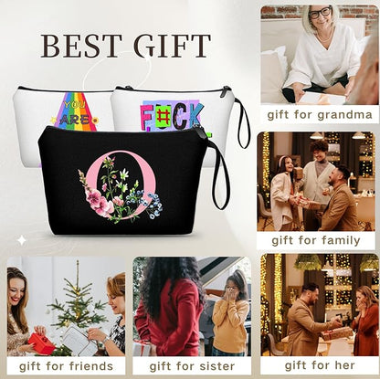 SEAMOON Women Birthday Unique Maid of Honor Friendship Gifts for Women Sister Bridesmaid Bride Personalized Travel Makeup Cosmetic Bag with Mirror Valentines Mothers Day Christmas Graduation O