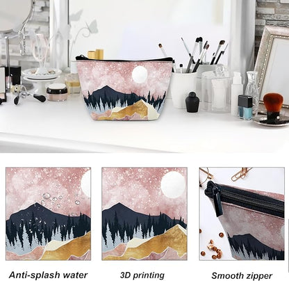 Tropical Palm Green Leaves Makeup Bag for Purse, Waterproof Funny Cosmetic Bag for Women, Zipper Travel Toiletry Gift 9.5×5.9 Inch