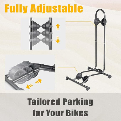BikeHand Bike Floor Stand Parking Rack Stand - for 24"-29" Mountain MTB & Road Bikes Bicycles Indoor Outdoor Garage Storage - Fat Bike New Version for 2 Bikes