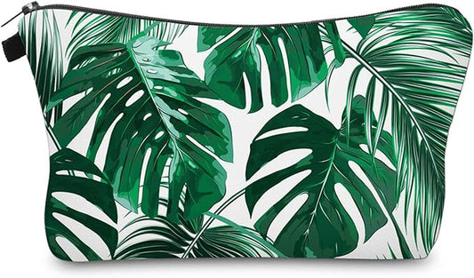 Cute Travel Makeup Bag Cosmetic Bag Small Pouch Gift for Women (Leaves)