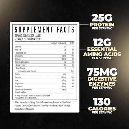 Huge Whey, Protein Powder for Muscle Gain, 25g Protein, 12g EAAs, Supports Muscle Growth, Performance & Recovery (Cookie & Cream, 30 Servings)