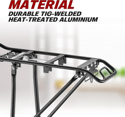 Ibera Bike Rack - Bicycle Touring Carrier Plus+ for Disc Brake/Non-Disc Brake Mount, Fat Tire Bikes, Frame-Mounted for Heavier Top & Side Loads, Height Adjustable for 26"-29" Frames