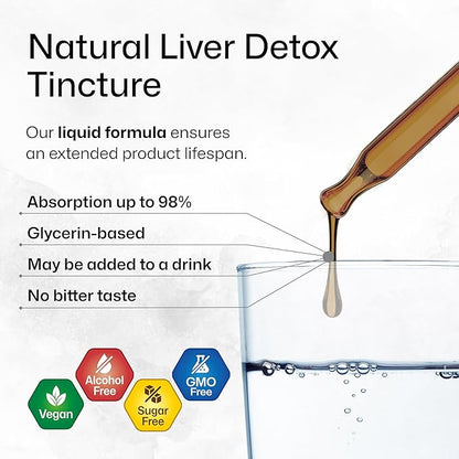 BIO KRAUTER Liver Detox Liquid - Liver Cleanse Detox Liquid Drops - Milk Thistle, Chanca Piedra, Turmeric, Dandelion, Artichoke - Liver Tincture - Vegan Drops 4 Fl. Oz.