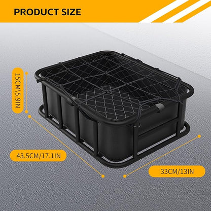 Bike Basket Rear Rack Bike Basket with Cargo Net and Liner Large Bicycle Basket Heavy Duty Bicycle Rear Basket with Liner Waterproof Cover Cargo Net