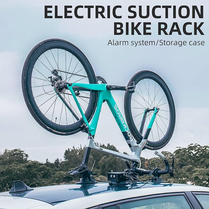 ROCKBROS Electric Suction Cup Bike Rack for Car Roof Bike Rack Bike Carrier Rack 1-Bike Black