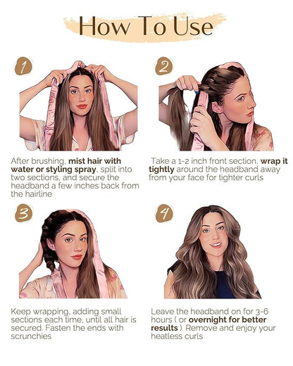 Yanibest Heatless Curls Overnight, Soft Heatless Hair Curler to Sleep in, No Heat Ribbon Wrap, Heatless Curling Set for Long Short Hair with Hair Scrunchies and Clip