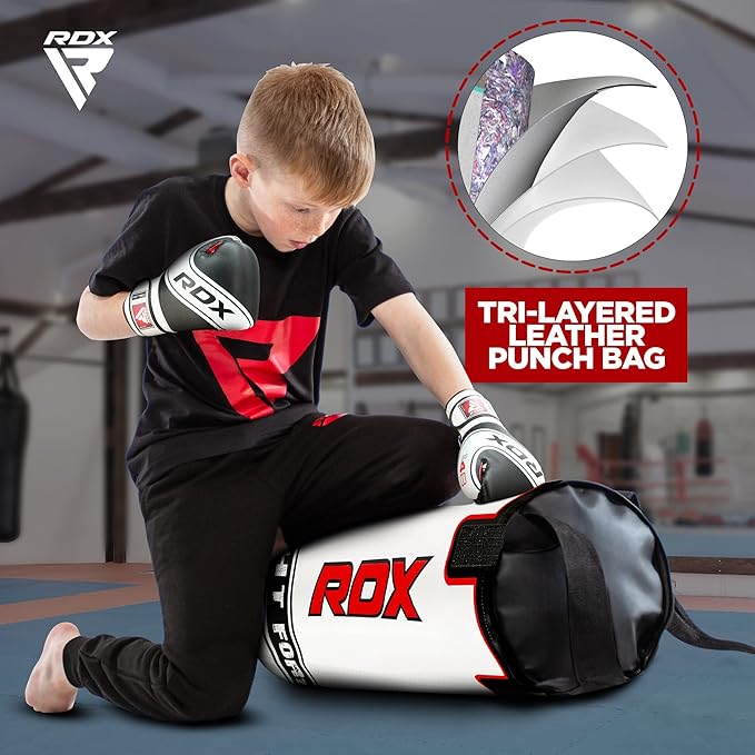 RDX Kids Punching Bag 2FT with Boxing Glove, Unfilled Set for Boys Girls, Non Tear Maya Hide Leather Junior Hanging Bag, Kickboxing MMA Muay Thai Taekwondo Karate Home Gym Strength Training