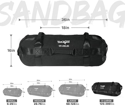 Yes4All Sandbags for Working Out, Adjustable Sand Bags for Weight Training with Handles, Multiple Colors & Sizes 5-200lbs