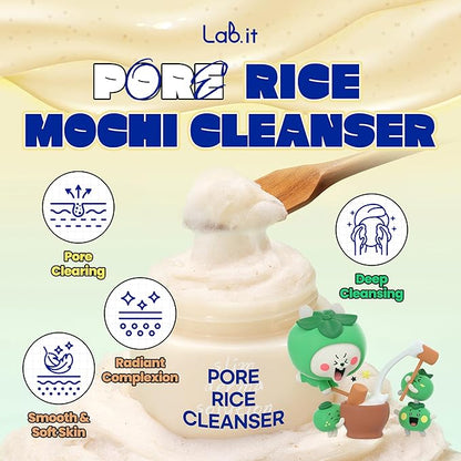 Lab.it Pore Cleansing Travel Kit (5EA)– Korean Skincare Discovery Set for Teens with Cleansing Balm, Rice Cleanser, Clay Mask, Salt & Jelly Mask, Travel-Size Face Mask Kit for Sensitive Skin, Gift Set