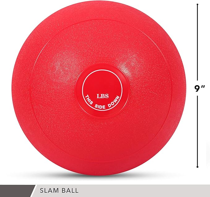 Weighted Slam Ball by Day 1 Fitness – 15 lbs RED - No Bounce Medicine Ball - Gym Equipment Accessories for High Intensity Exercise, Functional Strength Training, Cardio