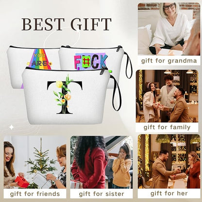 SEAMOON Birthday Maid of Honor Gifts for Women Her Mom Team Teacher Friend Bridesmaid Bride Personalized Makeup Cosmetic Bag with Mirror Valentines Mothers Day Christmas Graduation T