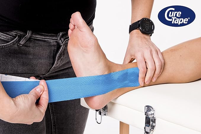 CureTape Sports | Kinesiology Tape for Muscle & Joint Pain | Elastic Therapeutic Tape | Waterproof Athletic Tape | Medical K Tape | 30% Stronger Adhesion | Blue | 2inx16ft | (Pack of 1)