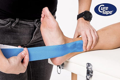 CureTape Sports | Kinesiology Tape for Muscle & Joint Pain | Elastic Therapeutic Tape | Waterproof Athletic Tape | Medical K Tape | 30% Stronger Adhesion | Blue | 2inx16ft | (Pack of 1)