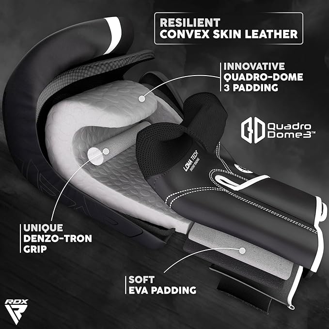 RDX Boxing Gloves, Pro Training Sparring, Maya Hide Leather, Muay Thai MMA Kickboxing, Men Women Adult, Heavy Punching Bag Focus Mitts Pads Workout, Ventilated Palm, Multi Layered, 8 10 12 14 16 18 Oz