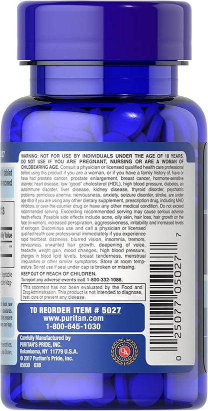 Puritan's Pride Youth Guard™ DHEA for Women and Men 50mg, Dietary Supplement forHealthy Aging, 3 Month Supply, 100 Tablets