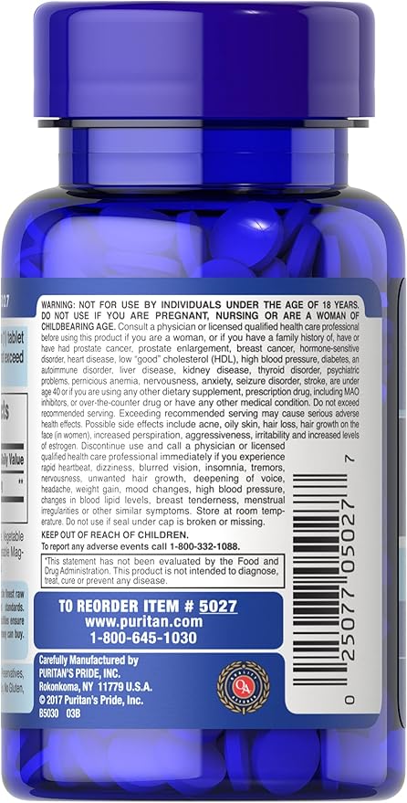 Puritan's Pride Dhea 50 Mg Tablets, Twin Pack 200 Total Count