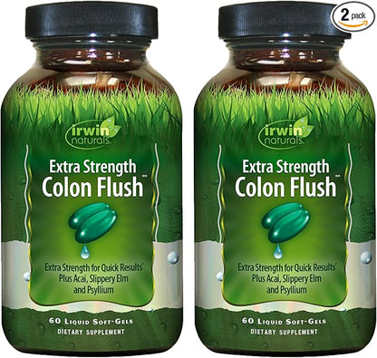 Irwin Naturals Extra Strength Colon Flush, with Acai, Slippery Elm, and Psyllium | 60 Liquid Soft-Gels