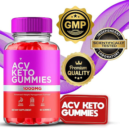 ACV Keto Gummies Advanced Weight Management Formula, ACV Keto Gummy + 1000mg Apple Cider Vinegar Detox Cleanse Support Supplement Women Men, Keto ACV Plus Vitamin B6 and B12 Gummies (60 Gummies)