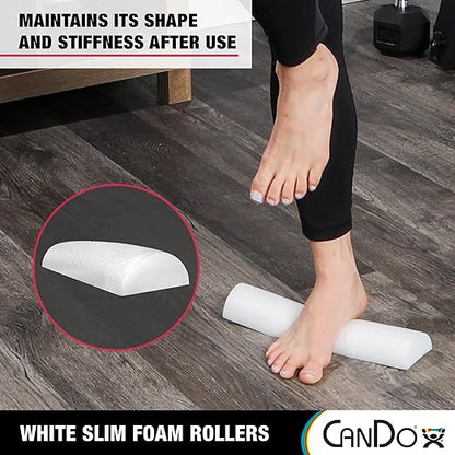 CanDo Slim White PE Foam Rollers for Exercise 3" x 36" Half-Round