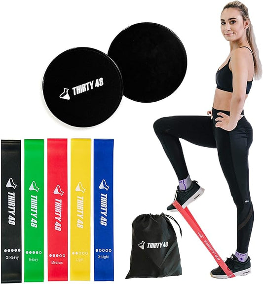 Thirty48 Gliding Discs Core Sliders and 5 Exercise