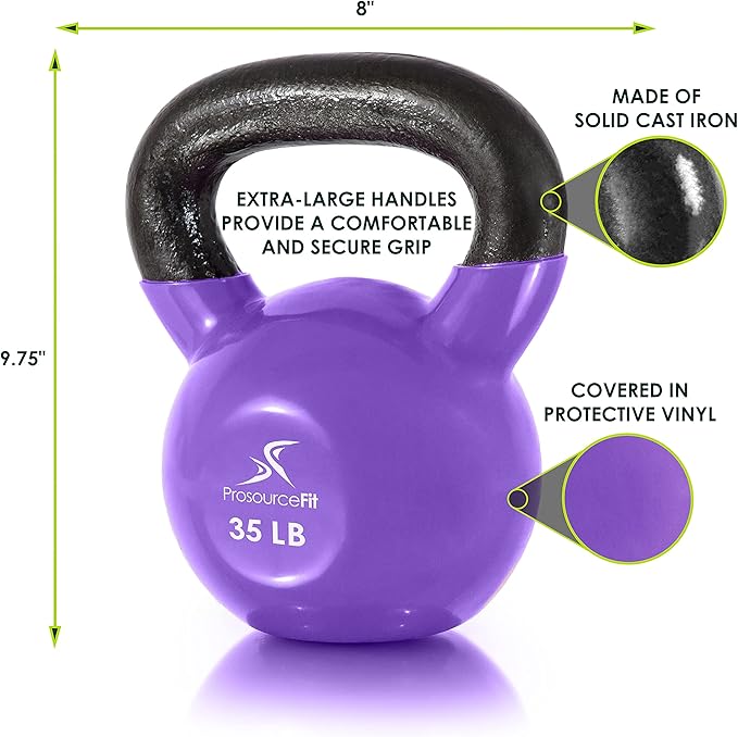 ProsourceFit Vinyl Coated Cast Iron Kettlebells for Full