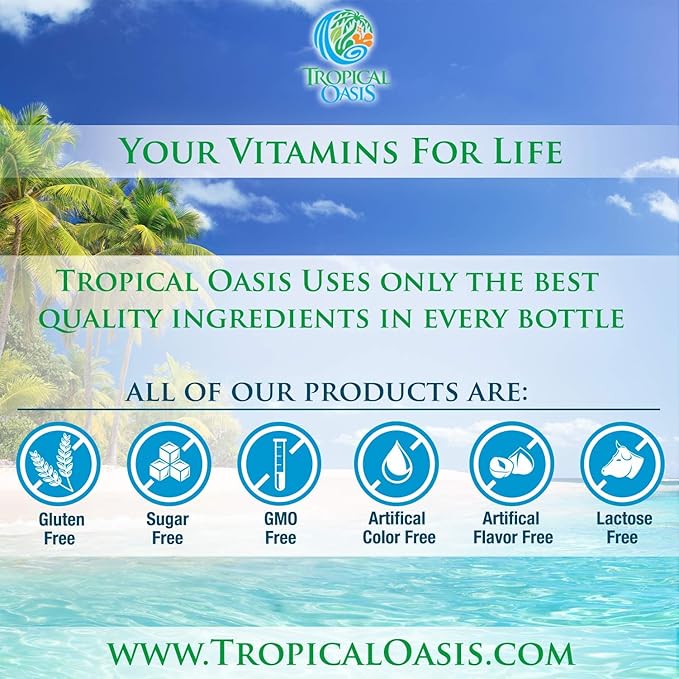 Tropical Oasis - Premium Ionized Plant Based Trace Minerals Liquid Formula- 74 essential minerals in liquid form for up to 96% Absorption - 16 oz, 32 servings
