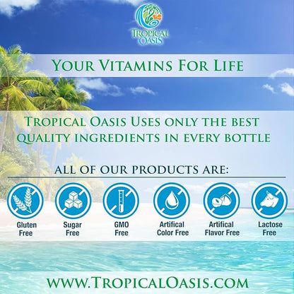 Tropical Oasis - Premium Ionized Plant Based Trace Minerals Liquid Formula- 74 essential minerals in liquid form for up to 96% Absorption - 16 oz, 32 servings