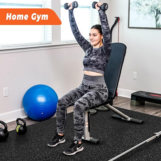 SUPERJARE 0.4 Inch Gym Flooring for Home Gym 24 Tiles 24"" x 24"" Workout (96 sqft),