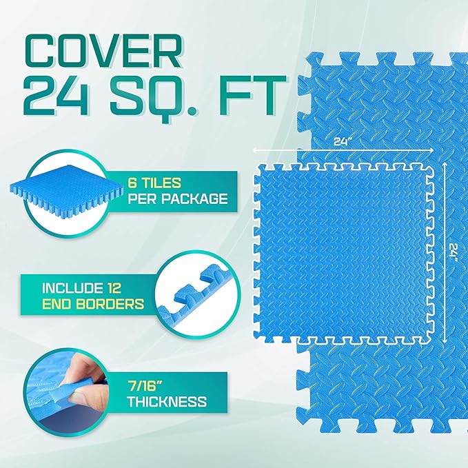 Yes4All 24SQFT-120SQFT Puzzle Exercise Mat for Home Gym