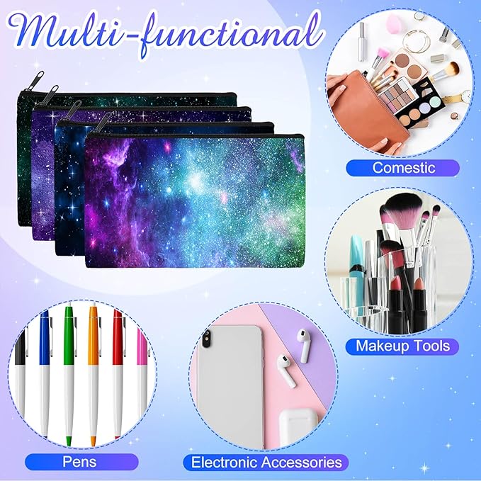 Reginary 20 Pieces Cosmetic Bag for Women, Roomy Makeup Bags with Zipper Toiletry Bag Pouch Travel Packing Accessory Organizer Gifts, 7 x 4.3 Inches (Starry Sky)