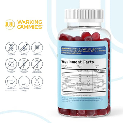 Vitamins ADK Gummies - Vitamin A D3 K2 Supplement - A 3000 iu, D3 5000 iu, K2 500mcg for Immune, Joint, Bone, Heart, Vision Health - Kids, Adults, Women - 60 Count Blueberry Flavor
