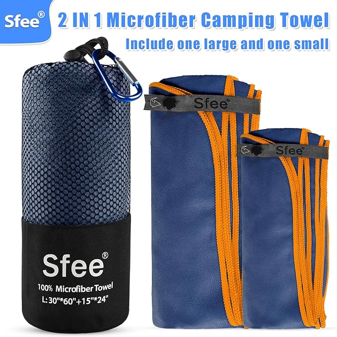 Sfee 2 Pack Microfiber Travel Towel