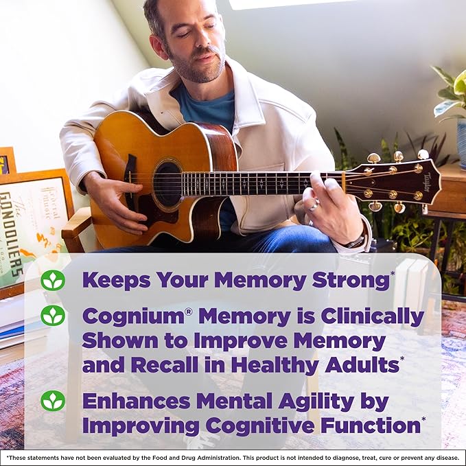 Natrol Cognium Memory Extra Strength Silk Protein Hydrolysate 200mg, Dietary Supplement for Brain Health and Memory Support, 60 Tablets, 30 Day Supply