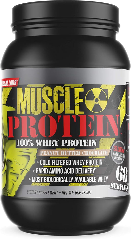 Whey Protein Powder [10 lbs/Pack of 1]– Peanut Butter-Chocolate Protein, Cold Filtered, 25g Pure Protein, 6.6g BCAAs/Serving (Packaging May Vary)