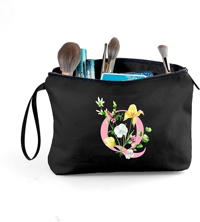 SEAMOON Women Birthday Unique Initial Funny Gifts for Teenage Girl Sister Friends Bridesmaid Personalized Travel Make up Cosmetic Bag with Mirror Valentines Mothers Day Christmas Graduation Q