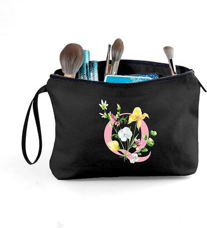 SEAMOON Women Birthday Unique Initial Funny Gifts for Teenage Girl Sister Friends Bridesmaid Personalized Travel Make up Cosmetic Bag with Mirror Valentines Mothers Day Christmas Graduation Q
