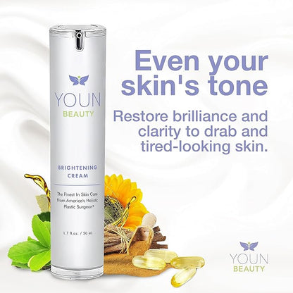YOUN Beauty Sun Spots Skin Care Set by Holistic Plastic Surgeon Dr. Anthony Youn – Facial Skincare Bundle Includes Retinol Moisturizer, Brightening Face Cream & Advanced Wash-Off Exfoliating Cream