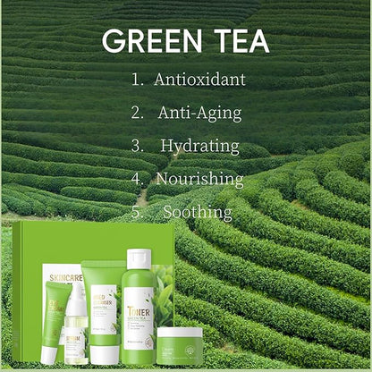 Green Tea Skin Care Kit Teenage Girls Gifts - Teen Skin Care Set - with Face & Eye Cream,Toner,Serum,Cleanser Face Wash - Easter Gifts for Women - Travel Essentials for Women (5PCS)