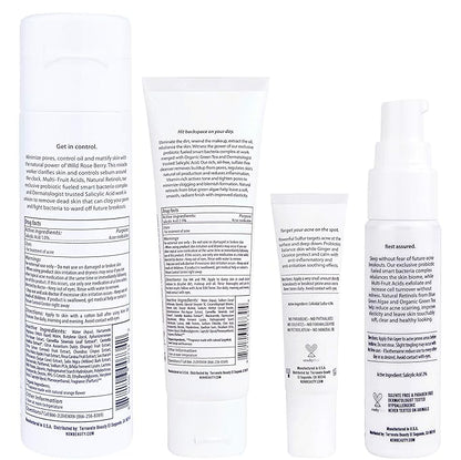 NxN Acne Treatment Kit 4-Step Clear Skin System with Salicylic Acid, Probiotics, Sulfer & Natural Retinols, Control Blemishes & Breakouts, Face Care Solution Set for All Skin Types Including Sensitive