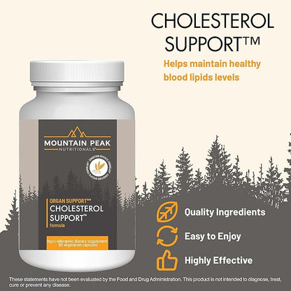 Mountain Peak Nutritionals Cholesterol Support - Helps Support Healthy Cholesterol Levels - Artichoke Extract - Hypoallergenic Dietary Supplement (90 Vegetarian Capsules)