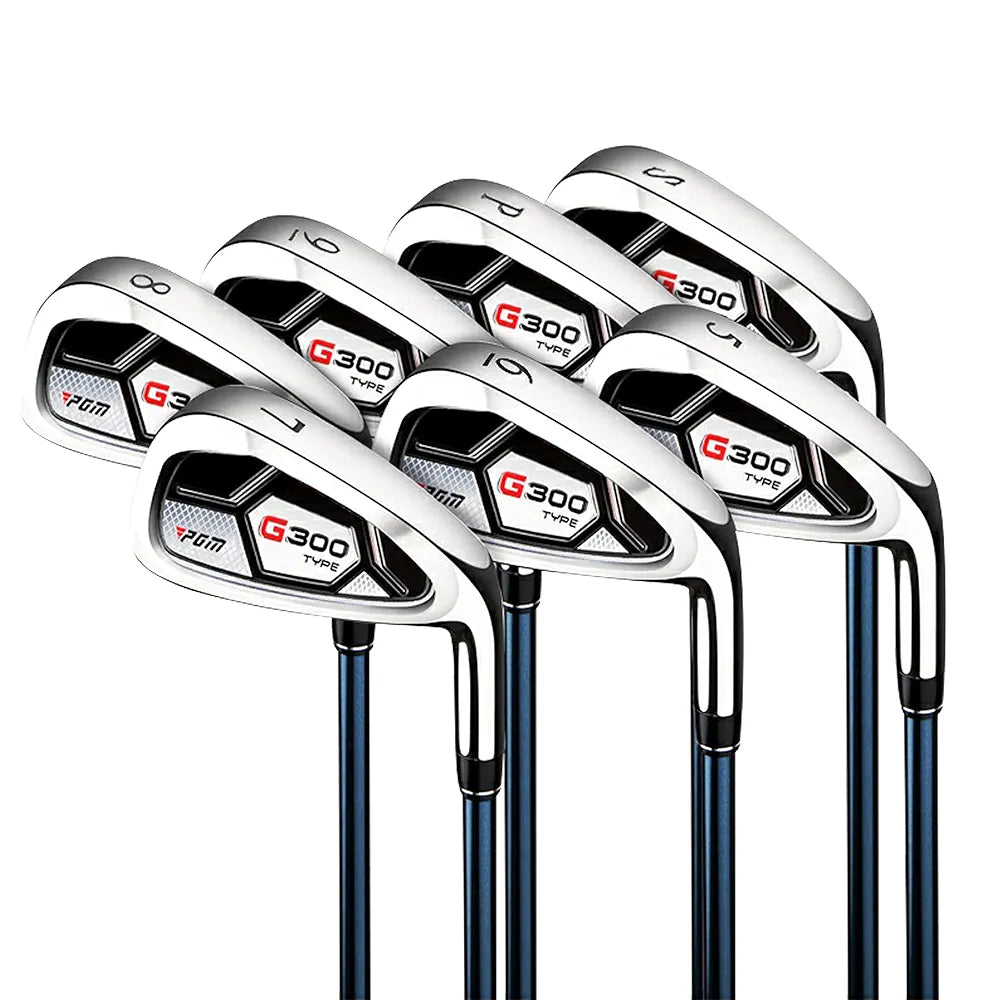 PGM Men's G300 Type 9/12 Pieces Complete Golf Club Set - Titanium #1 Driver, Draw-Biased Hybrid, High-Strength Stainless Steel Iron Set, High Forgiveness Putter, with Stand Bag