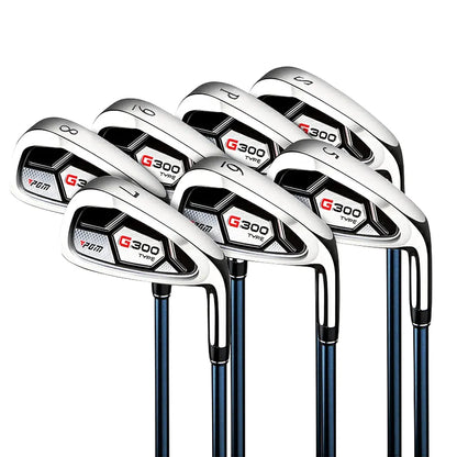 PGM Men's G300 Type 9/12 Pieces Complete Golf Club Set - Titanium #1 Driver, Draw-Biased Hybrid, High-Strength Stainless Steel Iron Set, High Forgiveness Putter, with Stand Bag
