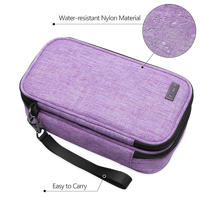 Teamoy Travel Makeup Brush Bag(up to 8.5"), Professional Cosmetic Bags Organizer Case with Handle Strap for Makeup Brushes and Beauty Supplies-Small, Purple (No Accessories Included)