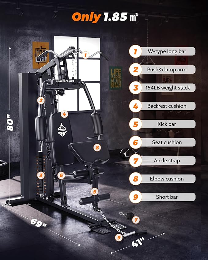 Home Gym, Multifunctional Gym Equipment, Home Gym Station 154LBS Weight