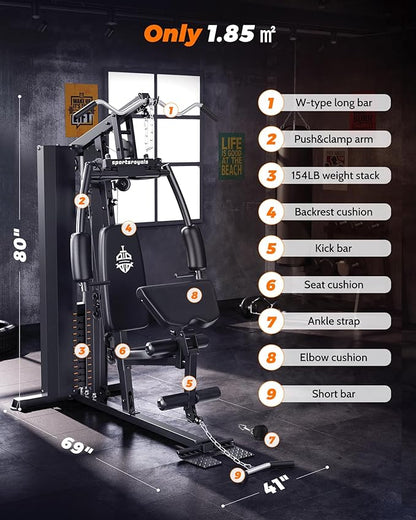 Home Gym, Multifunctional Gym Equipment, Home Gym Station 154LBS Weight